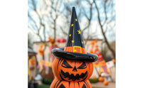 Inflatable Inflatable Pumpkin with Witch Hat Outdoor Halloween Inflatable Pumpkin Self-Inflating Yard Decoration Giant for Homeowners, Storefronts, Lawn, Porch