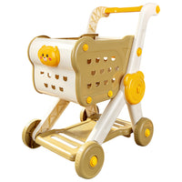 Kids Pretend Play Shopping Cart Toy with Play Food Set
