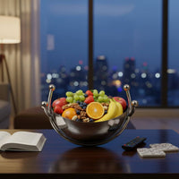 Stainless Steel Fruit Bowl Polished Smooth Sweet Treats Dish Stable Base Modern half moons Bowl for Living Room