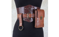 Lace-up Waist Belt Steampunk PU Leather for Cosplayers, Entertainers, Historical Reenactment Fair, Halloween