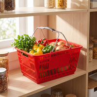 Shopping Basket with Metal Handle Produce Basket with Wire Handle Heavy-Duty for Shoppers, Supermarket