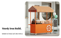 Long-Lasting Iron Frame Mobile Food Cart 360° Swivel Casters Rolling Market Stall Spacious Countertop Rolling Snack Stand Large Storage Space for Street Vendors, Small Business Owners, Event Organizers, Night Markets, Shopping Malls, Supermarkets