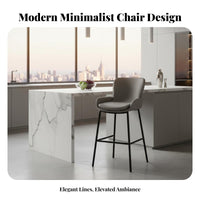 Comfortable Padded Seat Light Luxury Bar Stool Built-in Footrest Modern High Stool Curved Backrest Upholstered Bar Chair Ergonomic Back Support for Cafe Owners, Homeowners, Interior Designers, Counter, Restaurant, Dining Room