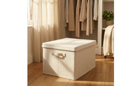 Textile Storage Box with Lid Washable Foldable Storage Box Foldable Clothes Organizer Space-Saving Sturdy for Closet, Wardrobe