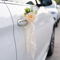 Car Flower Decoration with Ribbons Romantic Decorations Easy to Install