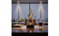 Modern Art Table Decoration Artistic Design Abstract Sculpture Gold Figurine with Glass Sphere Great Gift Suggestion for Men