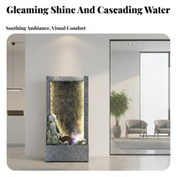 Feng Shui Decor LED Rockery Water Fountain Soothing Sound Mist Waterfall Fountain Relaxing Ambiance Indoor Mist Waterfall Nature-Inspired Design for Office Workers, Business Owners, Living Room, Entryway, Bedroom, Meditation Space