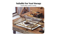 Trapezoid Glass Display Case Gold-Tone Frame Jewelry Box Dust-Proof Lid for Desk