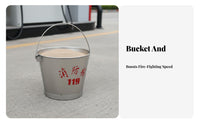 Semi-Circular Fire Bucket Thickened Material Stainless Steel Fire Rustproof D-Handle Sand Spade for Gas Station Factories, Public Areas