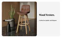 Modern Design rotating Counter Stool with Backrest Built-in Footrest High Chair Padded Seat Seating Furniture Ergonomic for Cafe Owners, Homeowners, Renters, Reception Area, Bistro, Kitchen, Dining Room