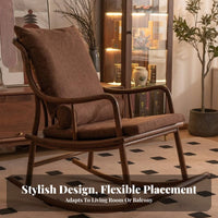 Durable Wood Construction Single-Person Wooden Rocking Chair traditional Design rocking chair Wide armrestrestrests Indoor Seating High Weight Capacity for Homeowners, Parents, Seniors, Living Room, Balcony, Sunroom, Bedroom