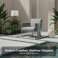 4 Pieces Nordic Design 4-Piece Rope Woven Sofa Set weather-resistant Outdoor Furnishing colorfastResistant textile Patio Seating Group Thick paddings for guest accommodation Business Owners, Homeowners, Terrace, Courtyard, Balcony, Backyard