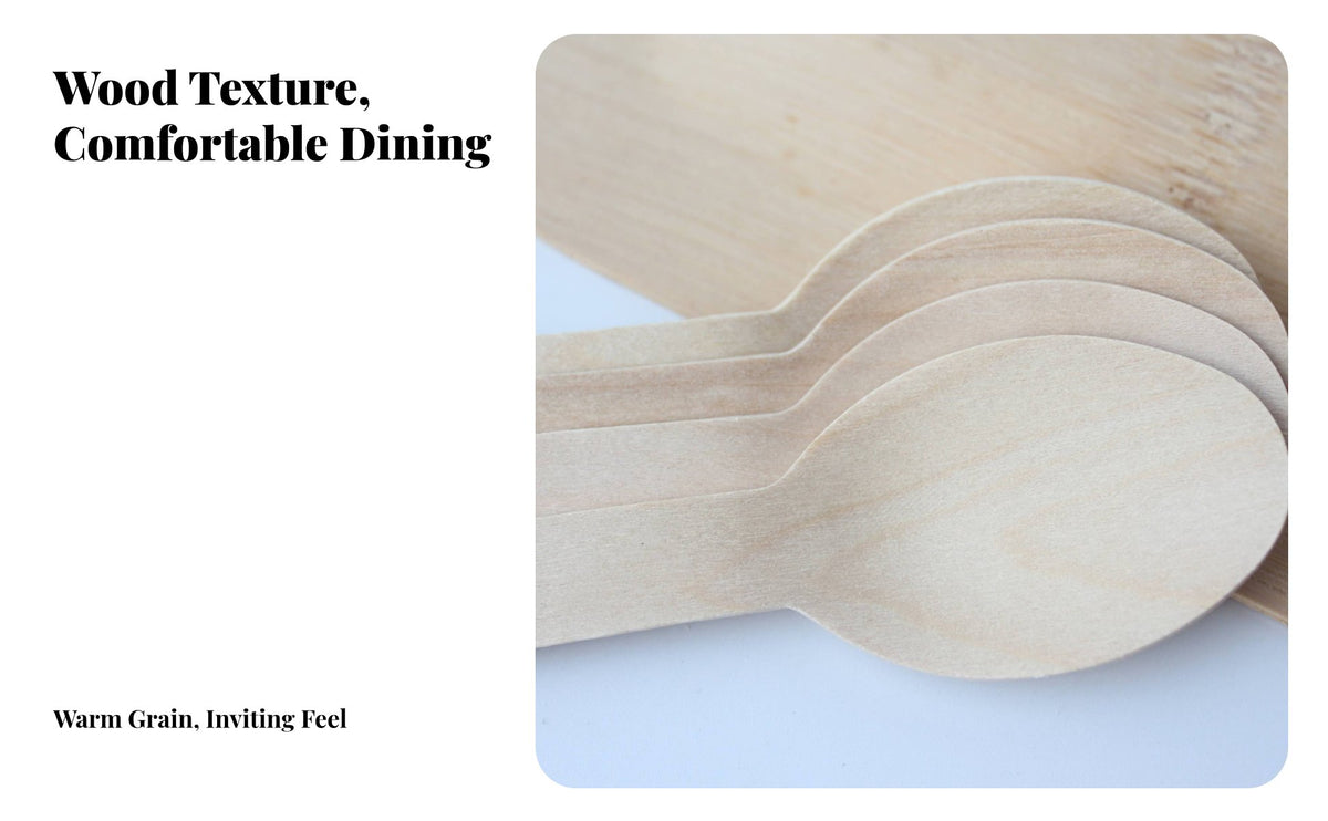 Disposable Wooden Cutlery Set Knife Spoon Tableware for Takeaway, Steak, Dessert
