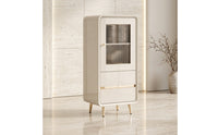 Narrow Cabinet with Glass Door Lumber Cabinet with Drawer Freestanding Cupboard for Living Room, Small Apartment, Entryway