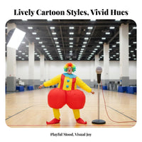 Oversized Design Inflatable Clown Costume Self-Inflating Adult Clown Inflatable Suit Inflates in Seconds Funny Inflatable Jumpsuit Easy to Wear for Performers, Cosplayers, Stage Performances, Company Events, Halloween, Festivals