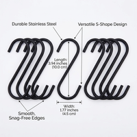 Heavy Duty Shaped Hooks for Closet, Kitchen, Garage; Iron Construction Hanging Hooks, Heavy Load Capacity, 2 Pack