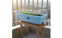 Large Capacity Rectangular Vegetable Planter Eco-Friendly Material Plastic Planter with Drainage Tray Long Flower Pot for Gardeners, Beginners, Balcony, Patio, Windowsill