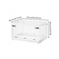 Latch Closure Front-Opening Storage Box Top Lid Folding Storage Box off-White-White