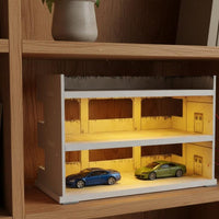 1/64 Parking Garage 3-level/64 Car Display Cabinet Miniature Display Diecast Car Garage for Collectors, Desk