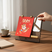 2026 Minimalist Desk Calendar with Wooden Stand and Mirror, Multifunctional Planner