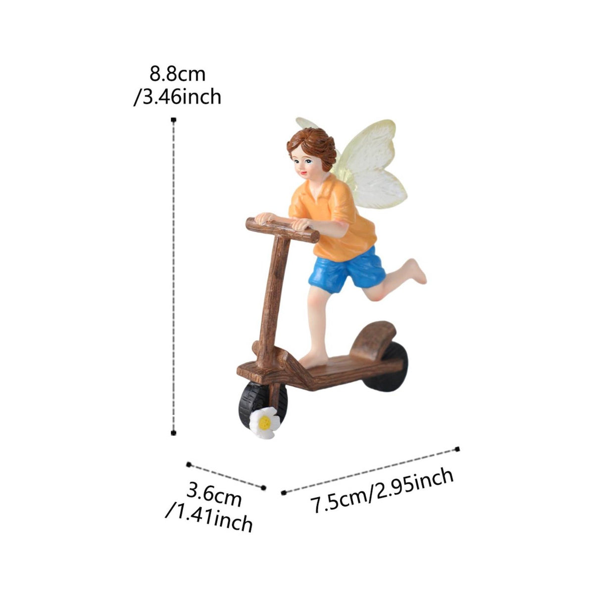 Creative Design Fairy Boy Scooter Figurine Ideal Gift Scooter Boy Statue Resin Elf Ornament for Desktop