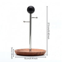 Key Rack with Wood Base Compact Desktop Key Holder Practical for Bedside Table