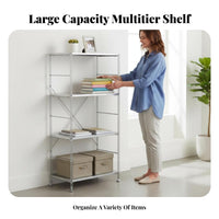 Adjustable Shelves Multi-Tier Etagere Freestanding Geometric Unobstructed-Shelf Unit Sturdy Construction Bookcase Versatile Use for Book Lovers, Homeowners, Office Workers, Study Room, Bedroom, Apartment