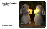 Automatic On/deactivate Solar Rabbit Statue Cute Design Bunny Garden Light Waterproof for Patio, Pathway