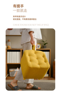 实木小凳子家用矮凳创意客厅茶几凳板凳现代简约沙发凳儿童凳轻奢 超弹乳胶坐垫-耐磨雪花绒-卡其色-铆钉款