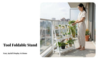 Installationno-assembly Foldable Lattice Rack Easy Assembly Tiered Plant Holder Room Divider Function Garden Furniture Space-Saving for Gardeners, Apartment Dwellers, Homeowners, Balcony, outdoordoor, Indoor, Corner
