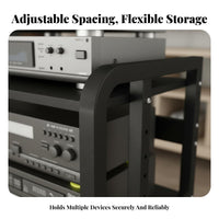 Heavy Duty Frame Adjustable Amplifier Stand Mobile Design Multi-Tier Stereo Stand Locking Casters Adjustable Stereo Rack Easy Assembly for Audiophiles, Living Room