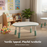 Height-Adjustable Peanut Table and Bunny Chair Set Multi-Functional Design Multifunctional Table and Chair Set Wipe-Clean Desktop children's Furniture Strong Load-Bearing for Toddlers, Preschoolers, Childs 2-8, Kindergarten, Preschool, Playroom