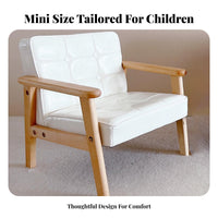 hardwood Wood Legs Armless Mini Sofa Chair Ergonomic Backrest children's Seat Safety Certified kids' Furniture long-lasting Build for Preschoolers, Educators, Kindergarten, perusing Corner, Early Learning Center, Playroom