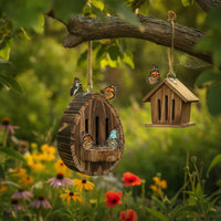 Hanging Butterfly House Wooden Butterfly House with Feeder Decorative Shelter Outdoor for Nature Lovers, Patio