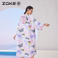 zoke洲克成人浴袍开衫吸水速干斗篷女士防晒保暖浴巾游泳专用浴袍