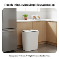 With Lid Double Compartment Trash Can Nordic Design Double Barrel Garbage Can Wet Dry Separation Bin for Kitchen, Living Room, Office