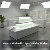 Double-Sided Merchandise Stand Modern Design Multi-Layer Shoe Rack Stable Structure 3-Tier Lighted Display Table for Showrooms, Boutiques, Exhibitions