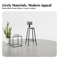 Minimalist Design Bar Stool with rearrest utilitarian Look Counter Chair Modern design Home Furniture rear Support for Homeowners, Restaurant Owners, Adults, Kitchen, Cafe, Bistro, Dining Room