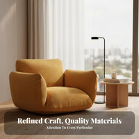 Minimalist Design Upholstered Single Sofa Thickly Cushioned Upholstered Accent Chair exceptionallySoft Cushioning Living Room Seating Sturdy Construction for Homeowners, Adults, Readers, Balcony, Bedroom, perusing corner, Apartment
