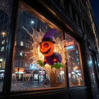 Spooky Halloween Window Decoration Hanging Pumpkin Ghost Decoration Quick Inflation Halloween Inflatable Colorful for Party