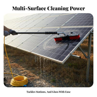 Two-in-One Use Solar Panel Cleaning Brush Portable Photovoltaic Panel Washing Tool Multi-Purpose Telescopic Water Fed Pole Brush Adjustable Length for Homeowners, Professional Cleaners, Facility Managers, Outdoor, Rooftops, Building Exteriors