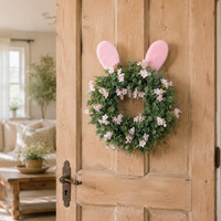 Easter Wreath, Spring Door & Wall Decor, Faux Eucalyptus & Artificial Bunny, Indoor & Outdoor Decoration, Farmhouse Style