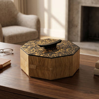 Solid Wood Box with Handle Modern Luxury Wooden Storage Box Vintage Influenced for Coffee Table, Desktop