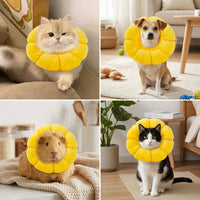 Soft Textile Neck Recovery Cone, Adjustable Head Cone with Drawstring, Pet Recovery for Cat Grooming to Prevent Biting and Licking