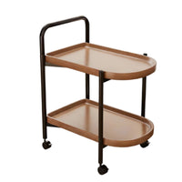 Mini Movable Tea Table, Sofa Side Table, Rolling Cart, Nordic Style, Space-Saving, Walnut Finish, Living Room