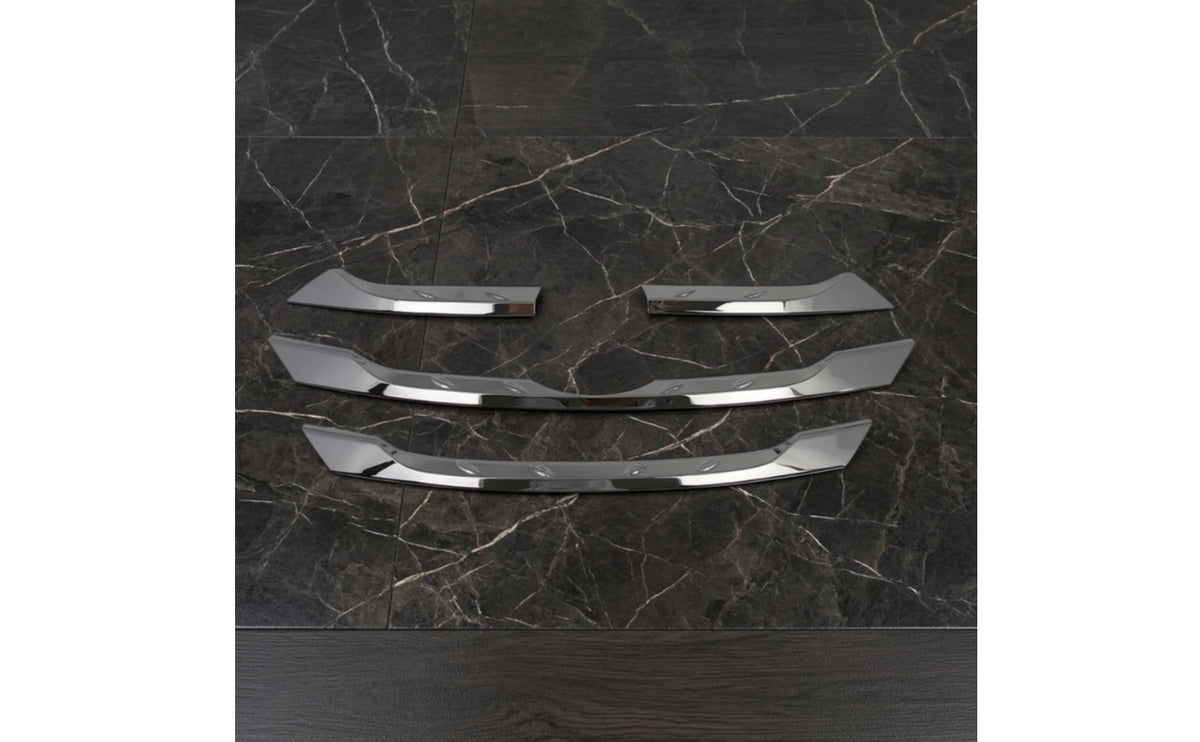 4 Pieces Chrome Grille Trim ABS Plastic Front Grille Trim Car Parts Reflective Simple Installation