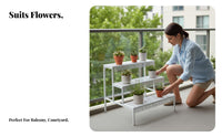 Indoor & Outdoor Use 3-Tier Stepped Plant Shelf Space-Saving 3-Tier Plant Stand Weather-Resistant Flower Rack Easy Assembly for Gardeners, Apartment Dwellers, Homeowners, Balcony, Windowsill, Patio, Living Room