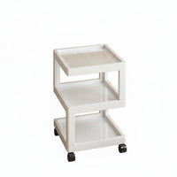 Compact Organizer 3-Tier Rolling Utility Trolley Minimalist Design 3-Tier Swivel Storage Stand Sturdy Construction Bedside Table Mobile with Wheels for Homeowners, Office Workers, Bedroom, Small Areas, Dorm Room, Bathroom