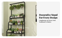 European Design Multi-Tier Flower Rack with Hanging Bar Strong Load-Bearing Multi-Level Planter Stand with Hanging Rod Heavy Duty Plant Holder Stepped Structure for Gardeners, Homeowners, Beginners, Balcony, Living Room, Bedroom, Study