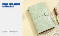 Portable A6 Vintage Embossed Notebook, Thick Lined & Blank Pages, PU Leather Cover, Travel